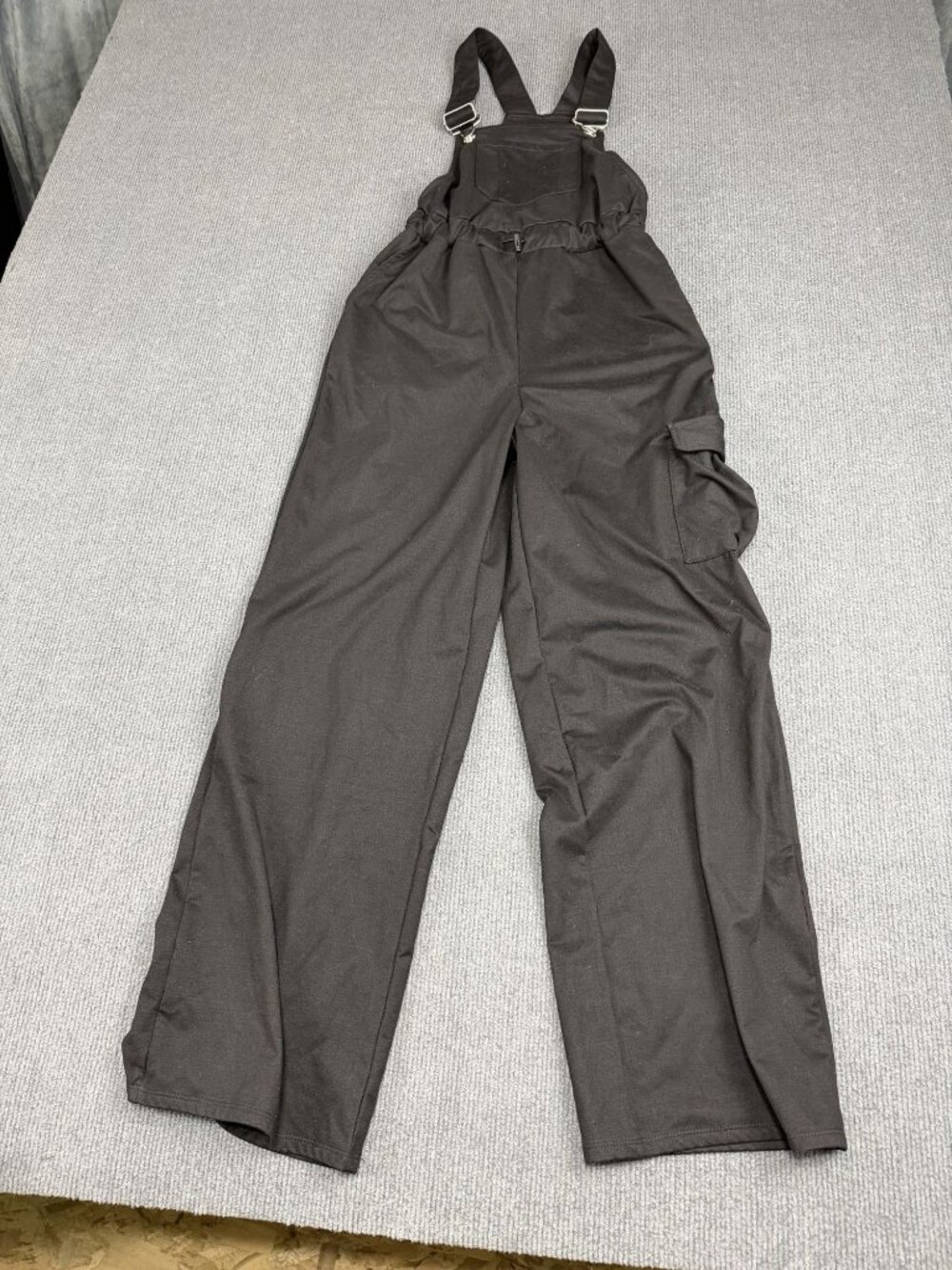 No Boundaries Womens Black Wide-Leg Cargo Overalls Adjustable Straps XS